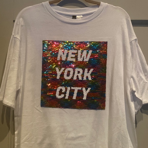 NWT White Oversized NYC T Shirt / Dress - Picture 4 of 7